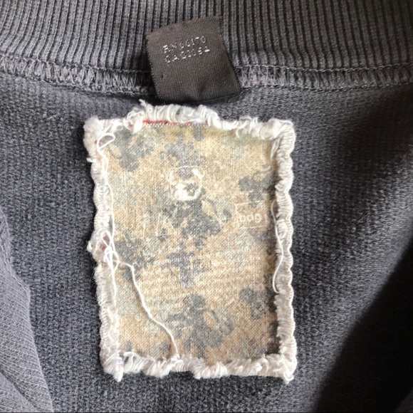 EXPRESS Zip Up Sweatshirt Gray Vintage Style L - Picture 6 of 7